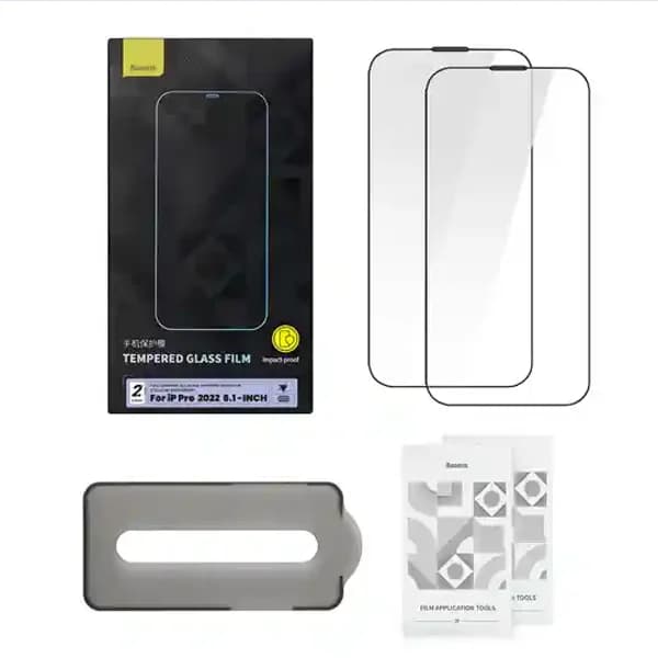 پک دوتایی گلس تمام صفحه iPhone 14 Pro بیسوس SGBL230102