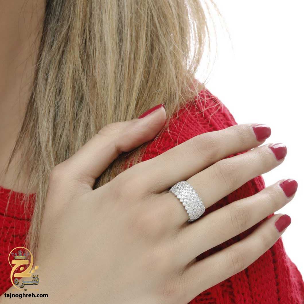 انگشتر نقره زنانه شیک پرنسسی مدل RSW F5 — تصویر ۲