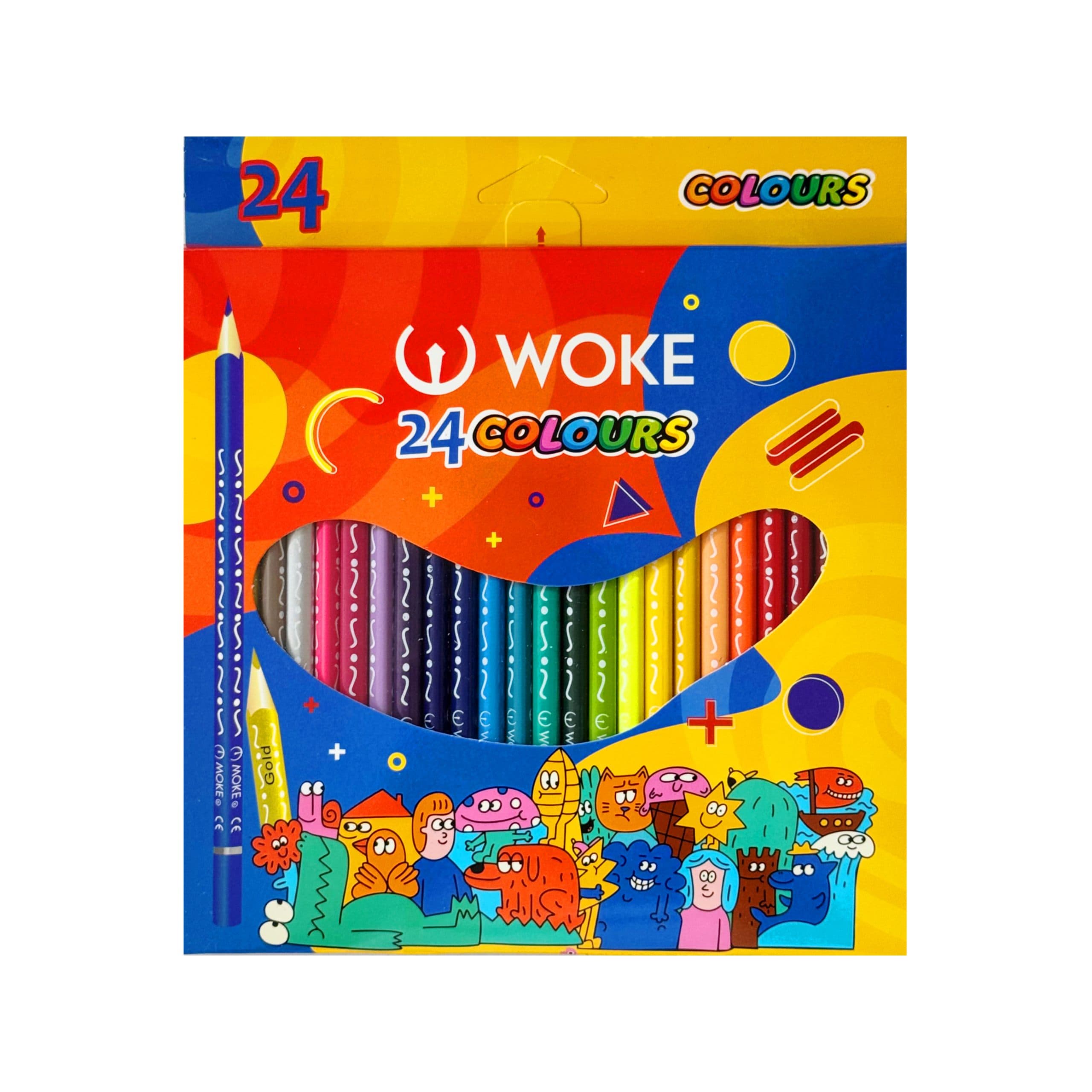 مداد 24 رنگ مقوایی سه گوش ووک WOKE