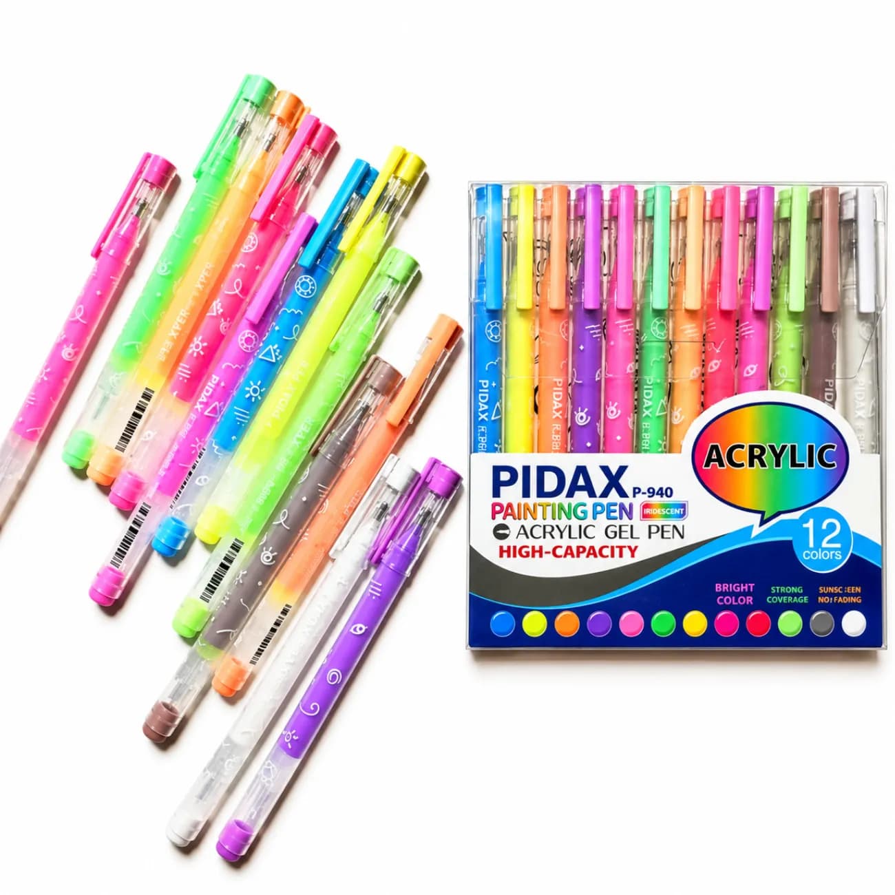 روان نویس 12 رنگ اکرولیک پیداکس PIDAX P940 — تصویر ۴