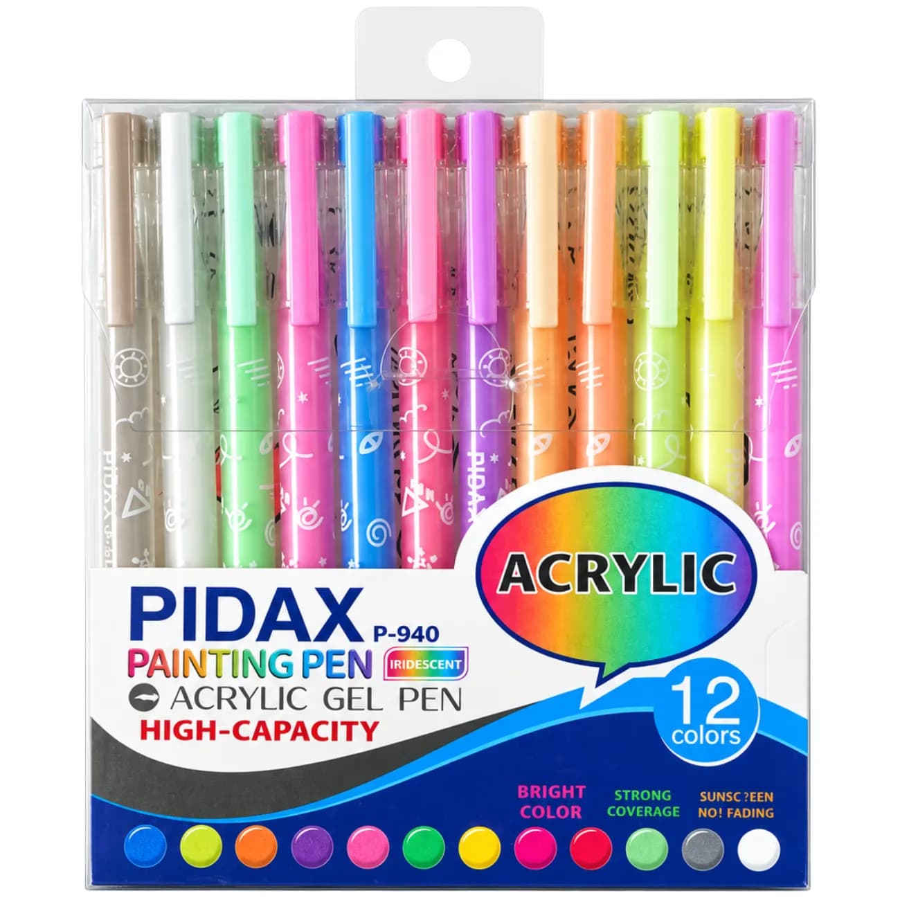 روان نویس 12 رنگ اکرولیک پیداکس PIDAX P940 — تصویر ۲