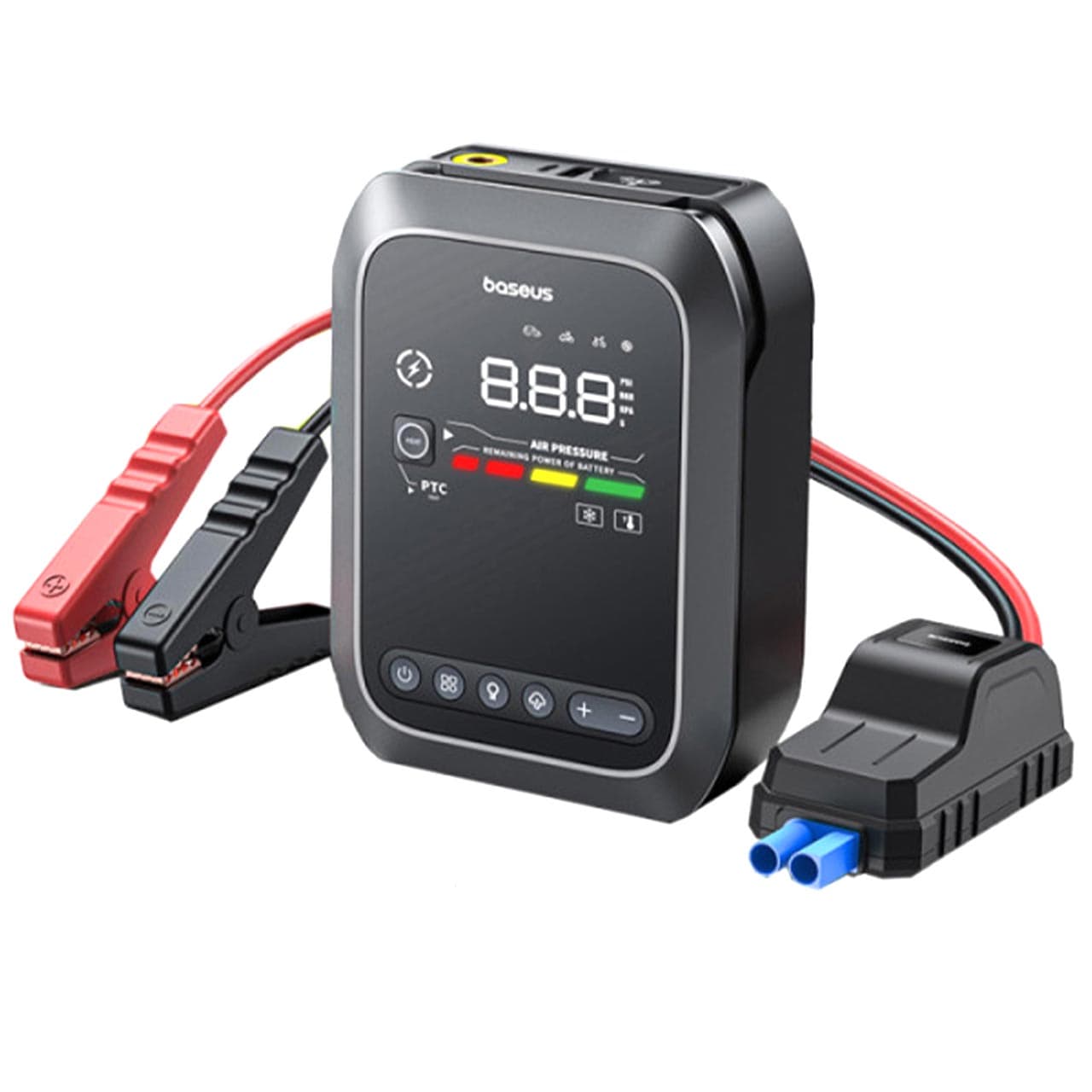 پمپ باد و جامپ استارتر خودرو و پاوربانک Baseus 3000mAh مدل Primetrip BS-CH014 – مشکی