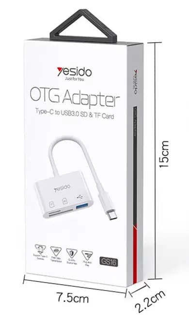 رم ریدر Yesido GS16 USB3.0 OTG Type-C ا Yesido GS16 USB3.0 OTG Type-C card reader — تصویر ۵
