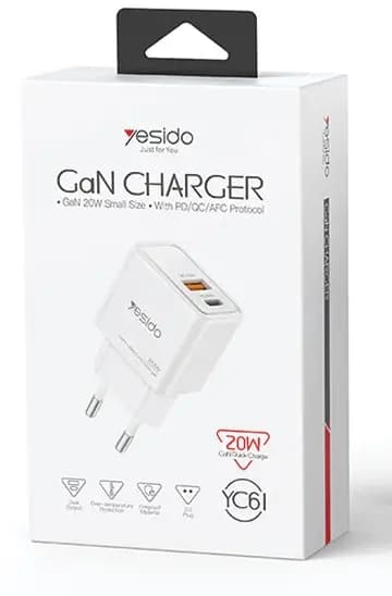 شارژر فست یسیدو Yesido YC61 2Port 3A QC PD 20W — تصویر ۴