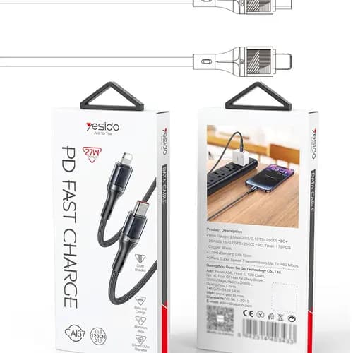 کابل دو سر تایپ سی یسیدو (240w) YESIDO CA167 — تصویر ۲