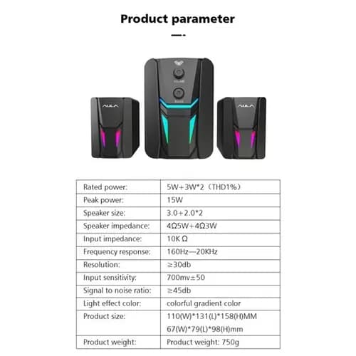 اسپیکر رومیزی گیمینگ آئولا AULA SPEAKER WIND N-189 با گارانتی یکساله — تصویر ۴