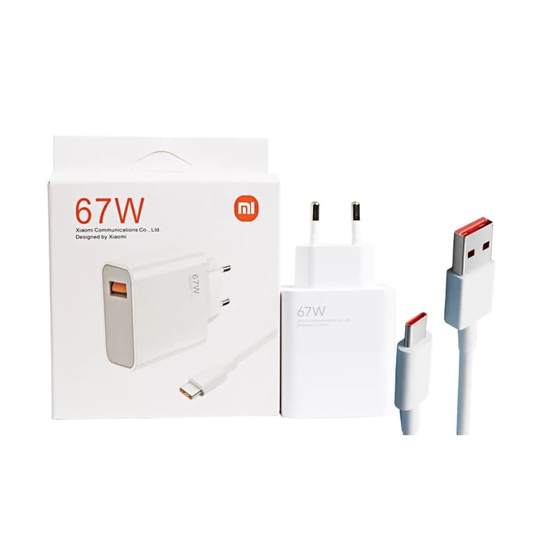 شارژر دیواری شیائومی (Xiaomi) مدل 67 وات دو پین بهمراه کابل — تصویر ۲