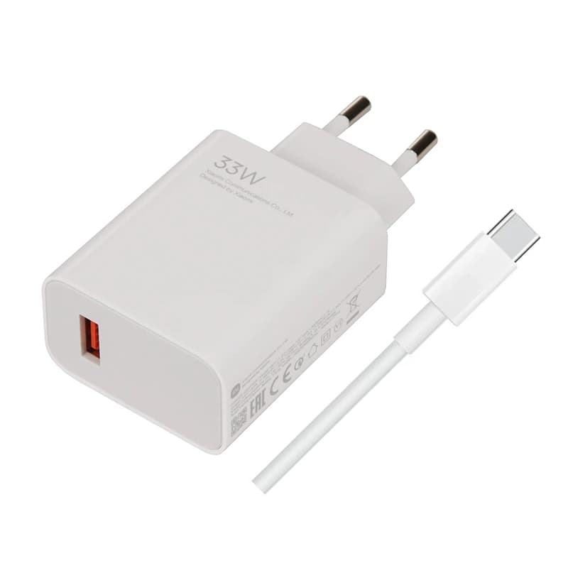 شارژر دیواری 33 وات شیائومی / Xiaomi دو پین بهمراه کابل