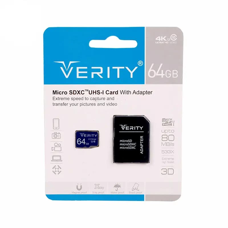 رم و کارت حافظه microSDXC وریتی کلاس 10 مدل U3 UHS-I Extreme 3 با حافظه 64 گیگابایت
