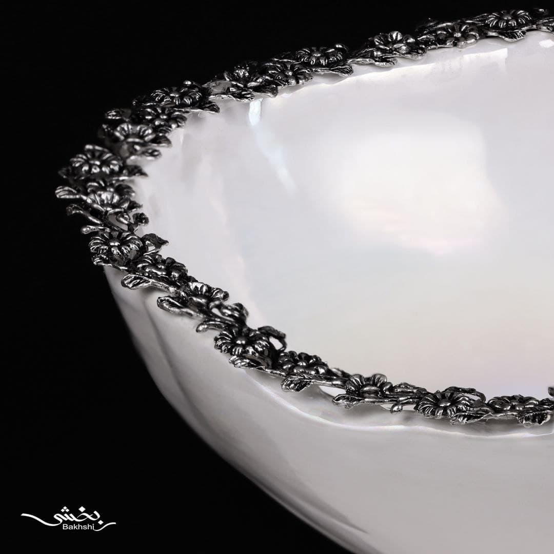 کاسه سرامیک نقره شکوفه سفید — تصویر ۳