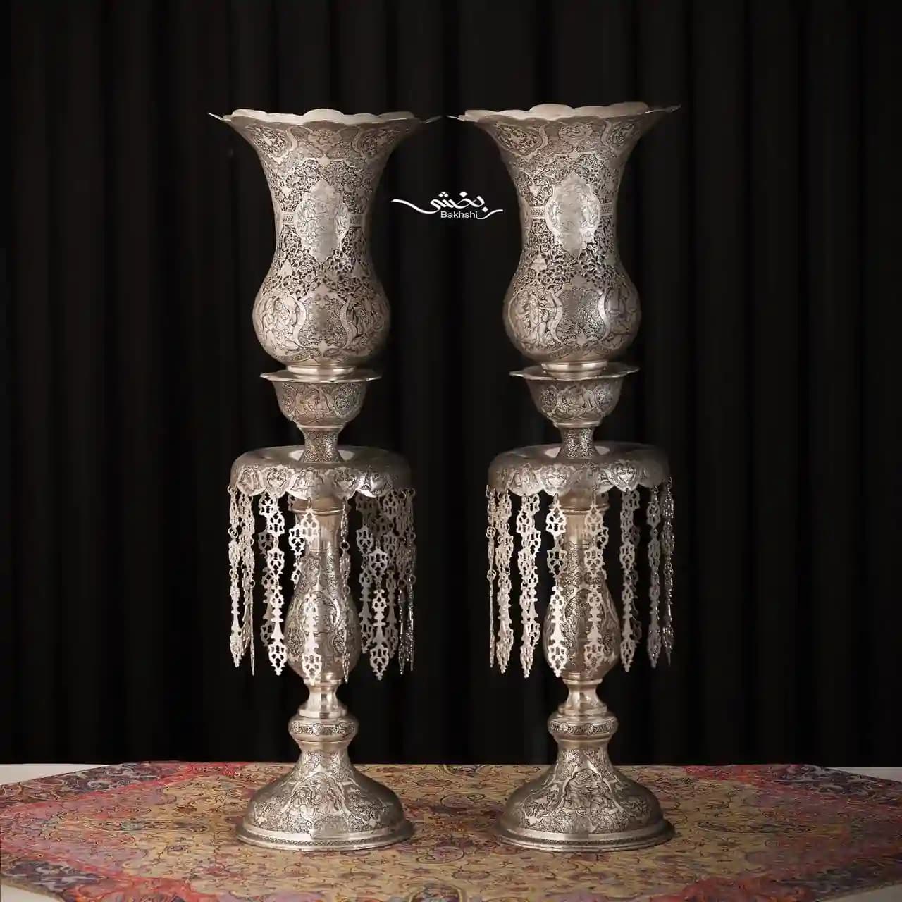 شمعدان نقره لاله قلم مینیاتور اعلا — تصویر ۲