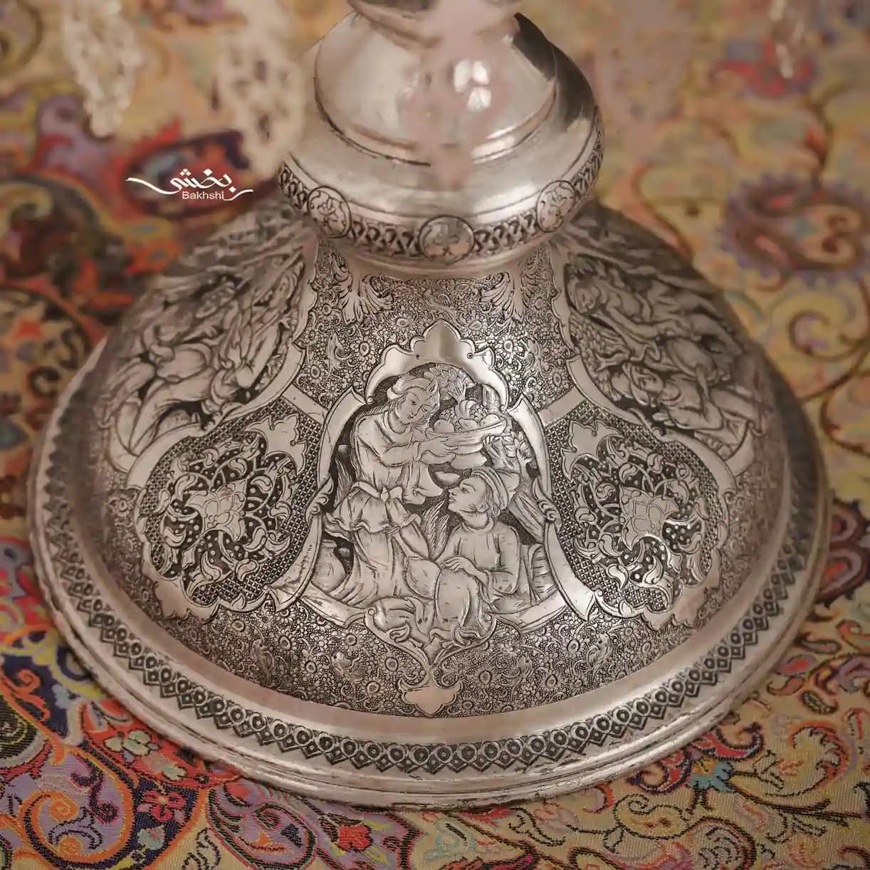 شمعدان نقره لاله قلم مینیاتور اعلا — تصویر ۶