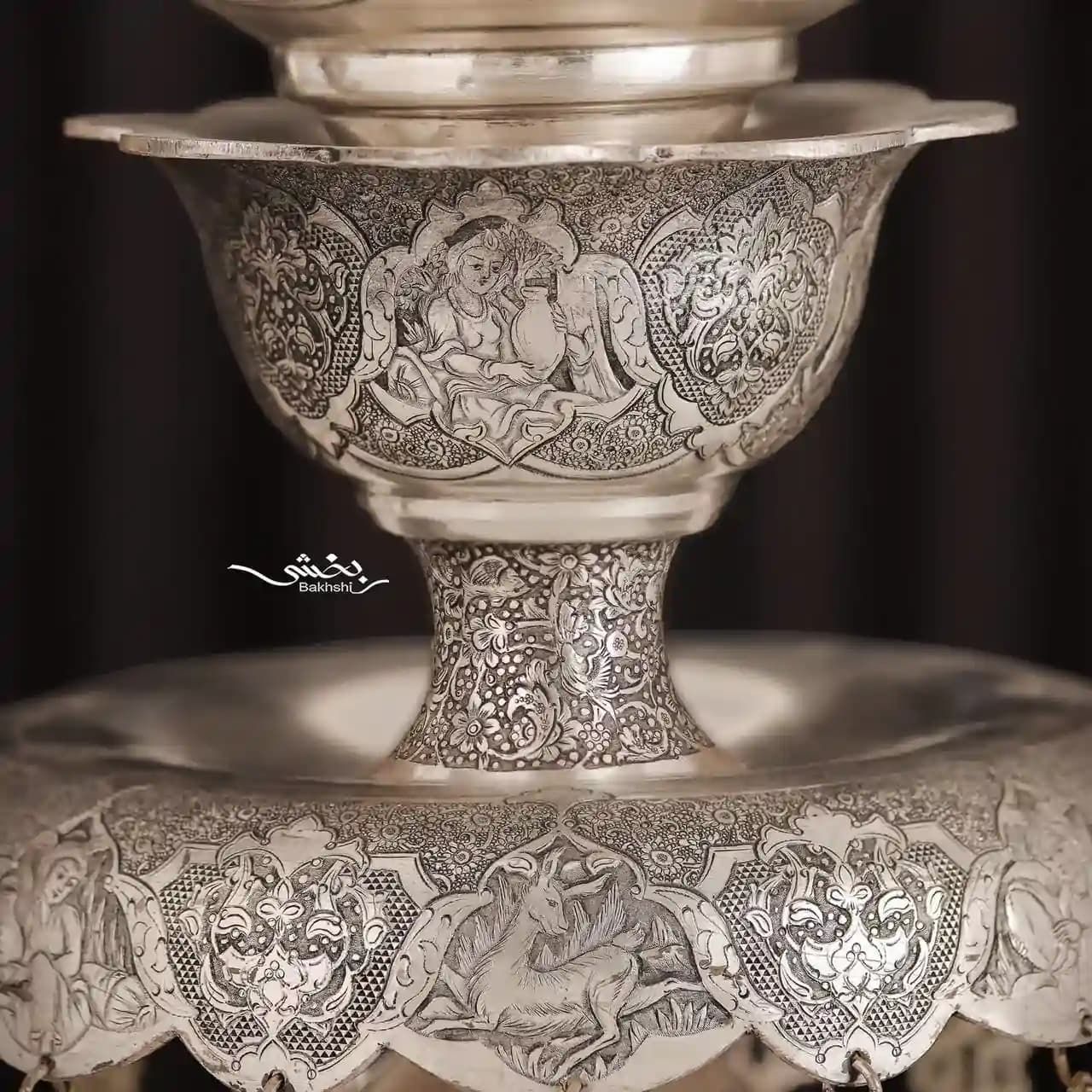 شمعدان نقره لاله قلم مینیاتور اعلا — تصویر ۵