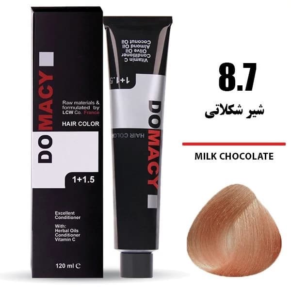 رنگ مو دوماسی شماره 8.7 حجم 120 میلی لیتر رنگ شیر شکلاتی — تصویر ۳