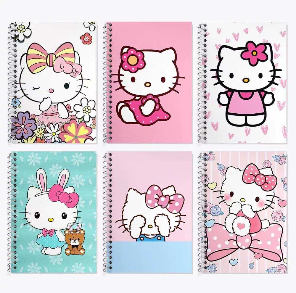 دفتر زبان 50 برگ خندالو مدل دو خط طرح هلو کیتی (Hello Kitty) کد 284 مجموعه 6 عددی