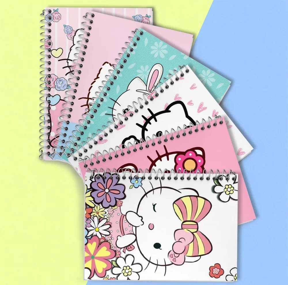 دفتر زبان 50 برگ خندالو مدل دو خط طرح هلو کیتی (Hello Kitty) کد 284 مجموعه 6 عددی — تصویر ۲