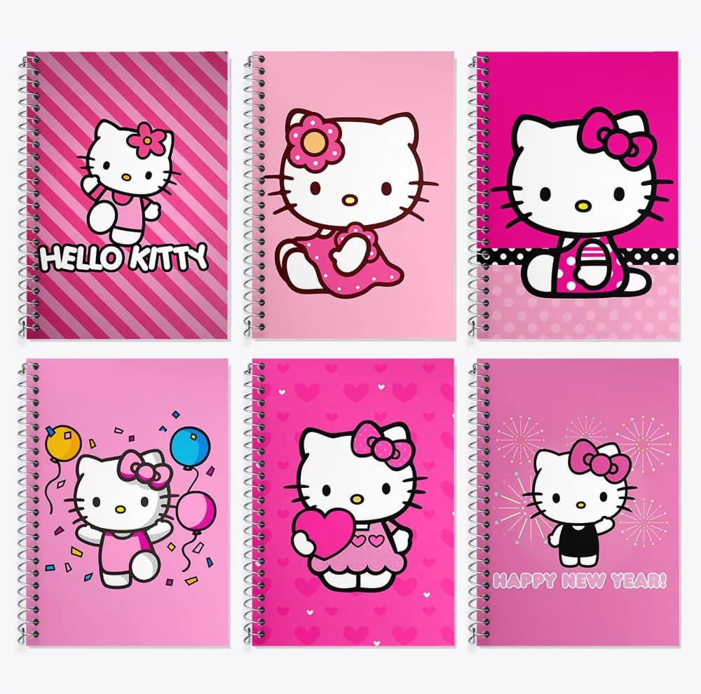 دفتر زبان 50 برگ خندالو مدل دو خط طرح هلو کیتی (Hello Kitty) کد 282 مجموعه 6 عددی