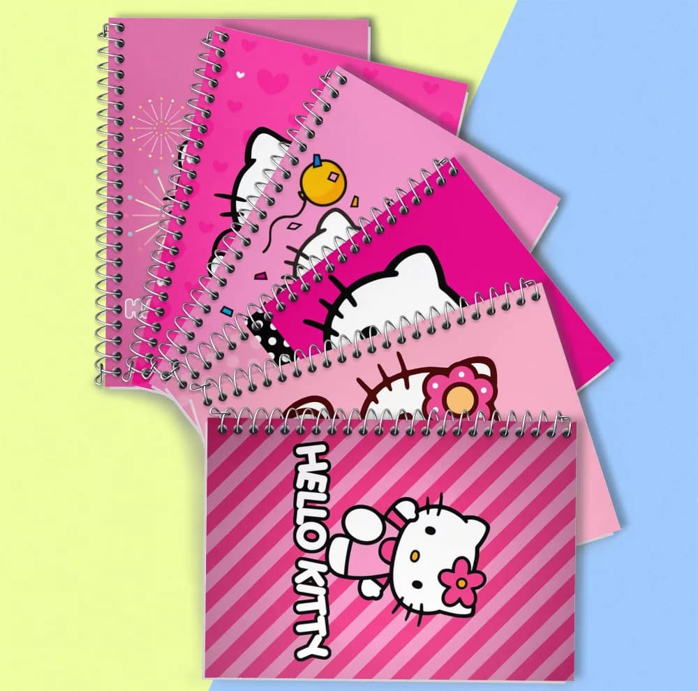 دفتر زبان 50 برگ خندالو مدل دو خط طرح هلو کیتی (Hello Kitty) کد 282 مجموعه 6 عددی — تصویر ۲