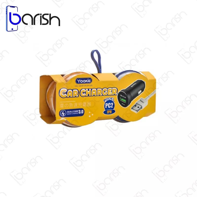 شارژر فندکی فست شارژ 18 واتی یوکی مدل PC2 همراه با کابل تایپ سی — تصویر ۲