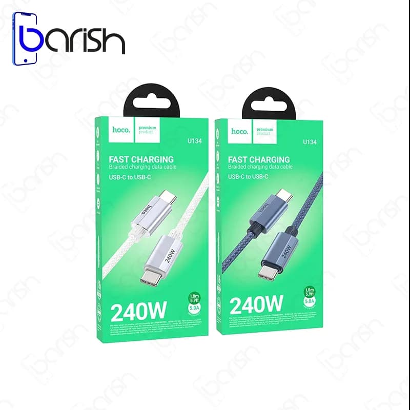 کابل دیتا و شارژ 240وات دو سر Type-C هوکو مدل U134 — تصویر ۴