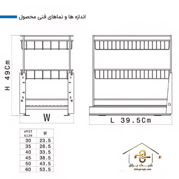 سبد ریل کف ( قابل استفاده در عمق کم) – رادین 3-آدلان — تصویر ۲