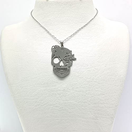 گردنبند استیل جمجمه نقره ای کد197