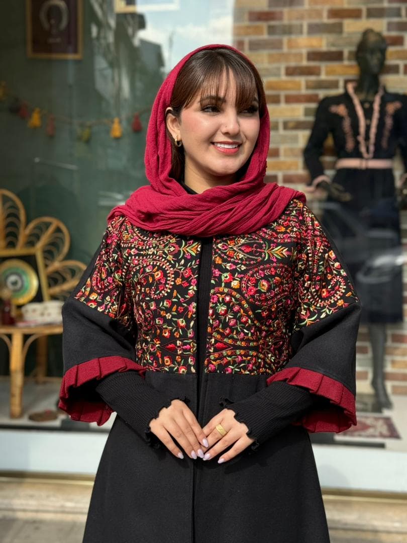 پالتو بخارا دوزی بته جقه زرشکی — تصویر ۲
