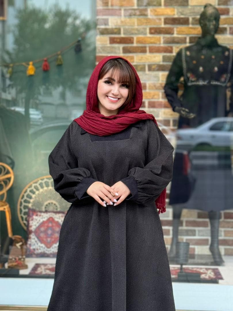 پیراهن نسیم جناقی مشکی ذغالی — تصویر ۲
