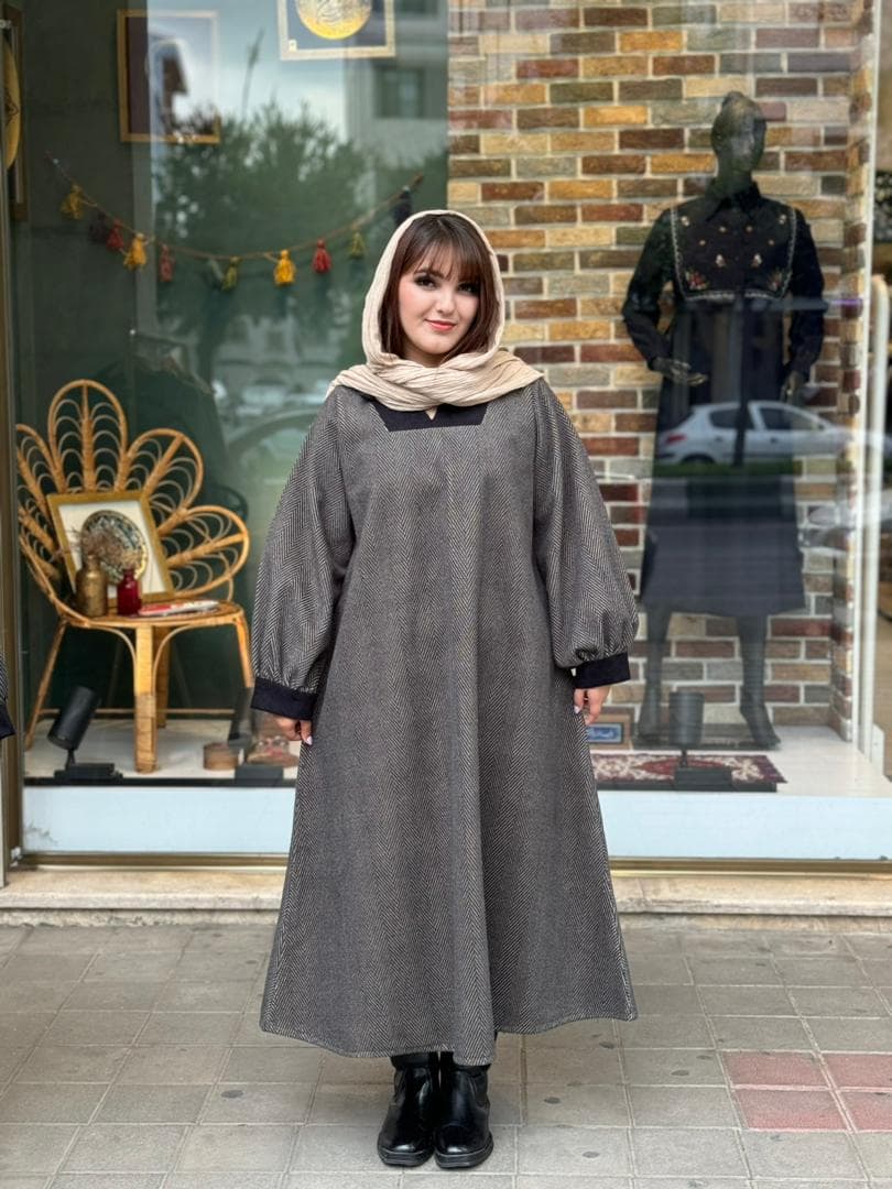پیراهن نسیم جناقی مشکی نسکافه ای