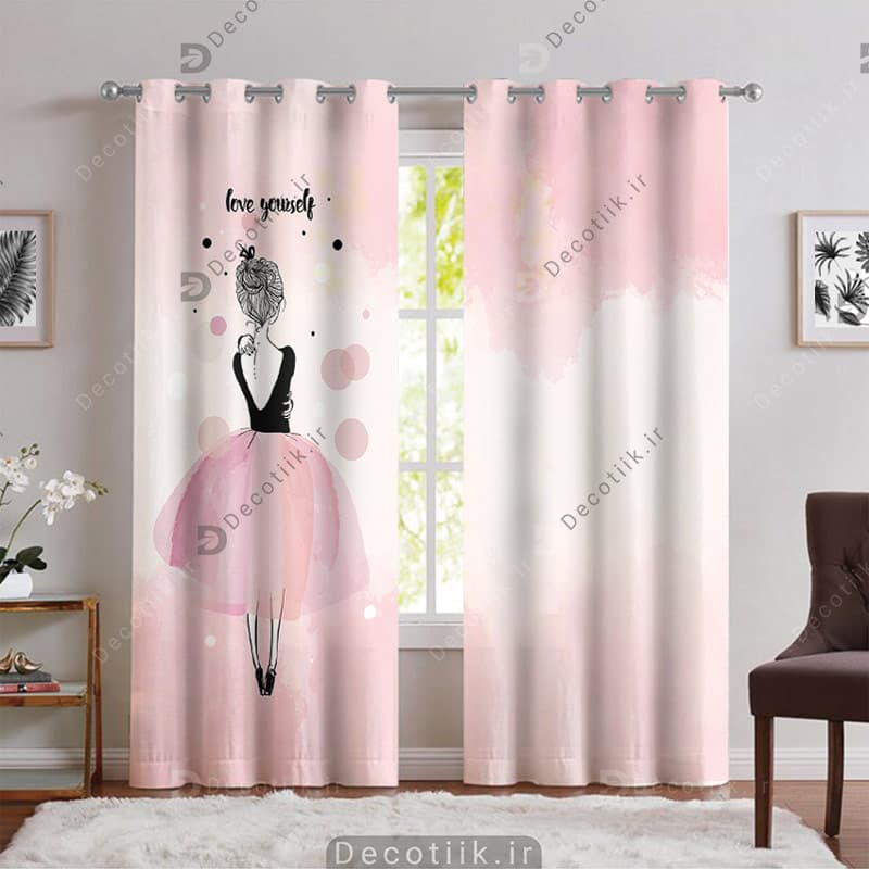 پرده پانچی فانتزی طرح عروسکی دخترانه DK-1016