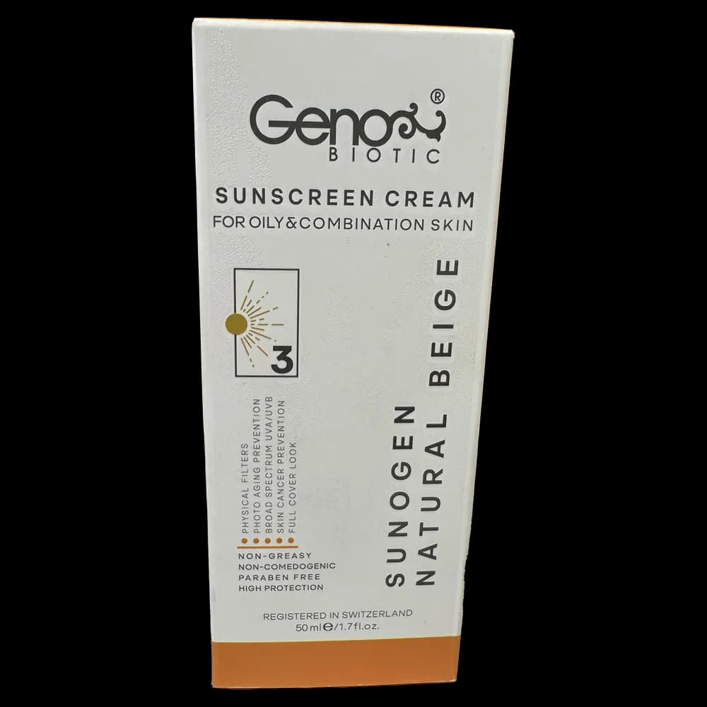 کرم ضد آفتاب رنگی ژنوبایوتیک SPF50 حجم 50 میلی‌لیتر | محافظت بالا و پوشش طبیعی پوست