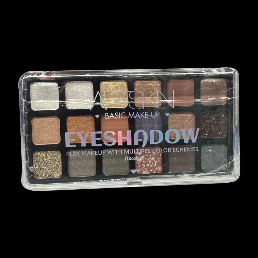 پالت سایه چشم 18 رنگی آرت‌اسکین (Artskin) مدل Basic Makeup شماره 02 | پیگمنت غنی و تناژهای جذاب