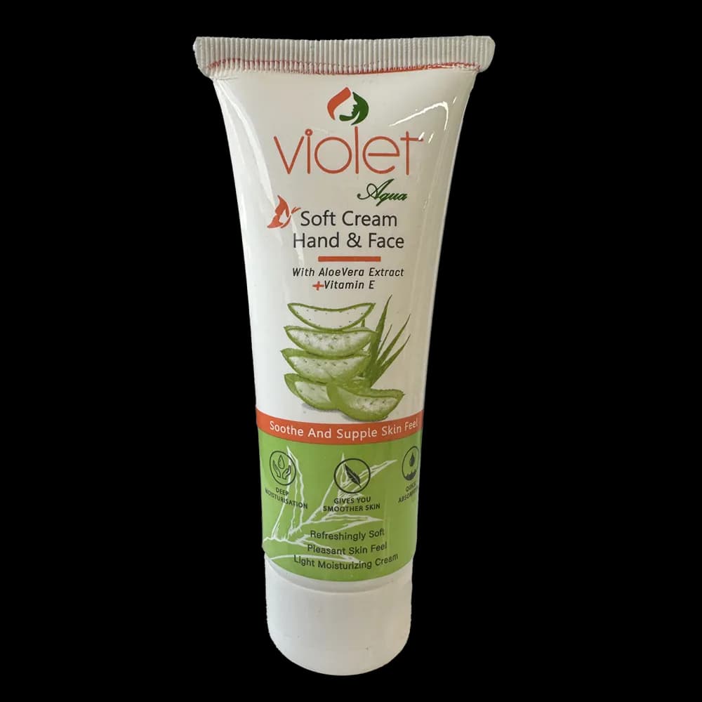 کرم مرطوب‌کننده دست و صورت ویولت (Violet) | عصاره آلوئه ورا – آبرسان قوی و تسکین‌دهنده (75 میلی‌لیتر)