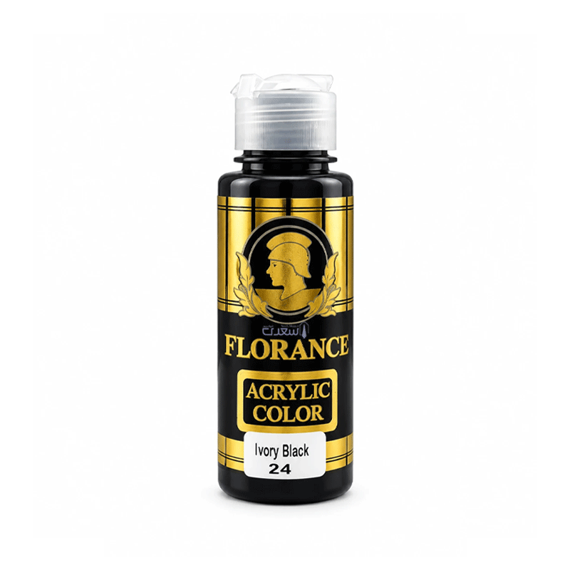 رنگ اکریلیک مشکی فلورانس FLORANCE حجم 100 میلیلیتر کد 24 — تصویر ۲