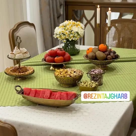رومیزی ژاگارد دایره طرح چهارخانه — تصویر ۶