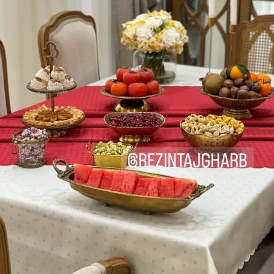 رومیزی ژاگارد دایره طرح چهارخانه — تصویر ۵