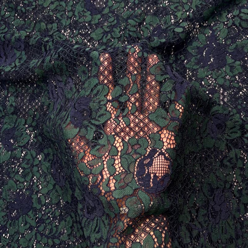 پارچه دانتل پنلی دو رنگ سبز و آبی — تصویر ۳