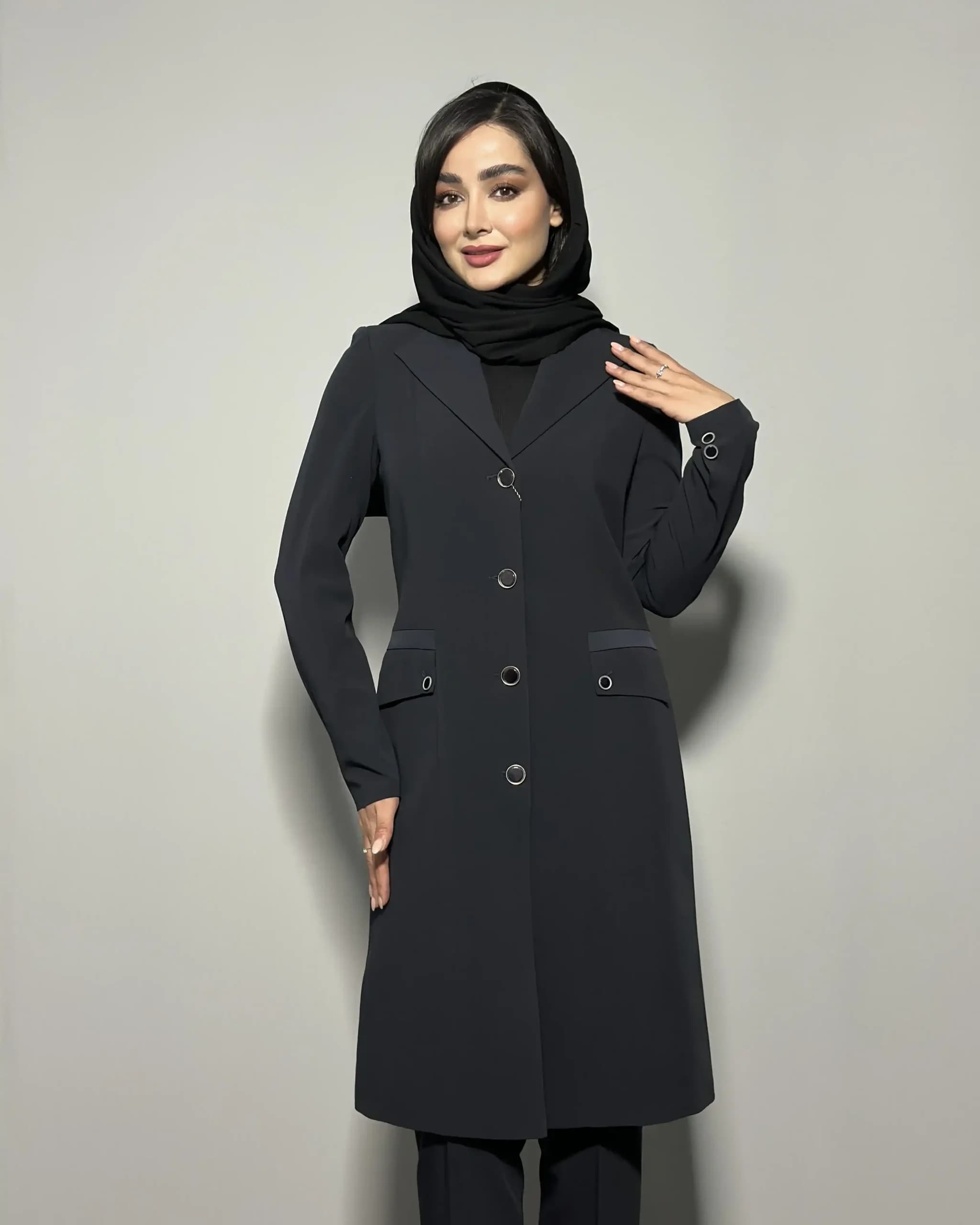 مانتو شلوار فیونا یقه آمریکایی نقاب دار