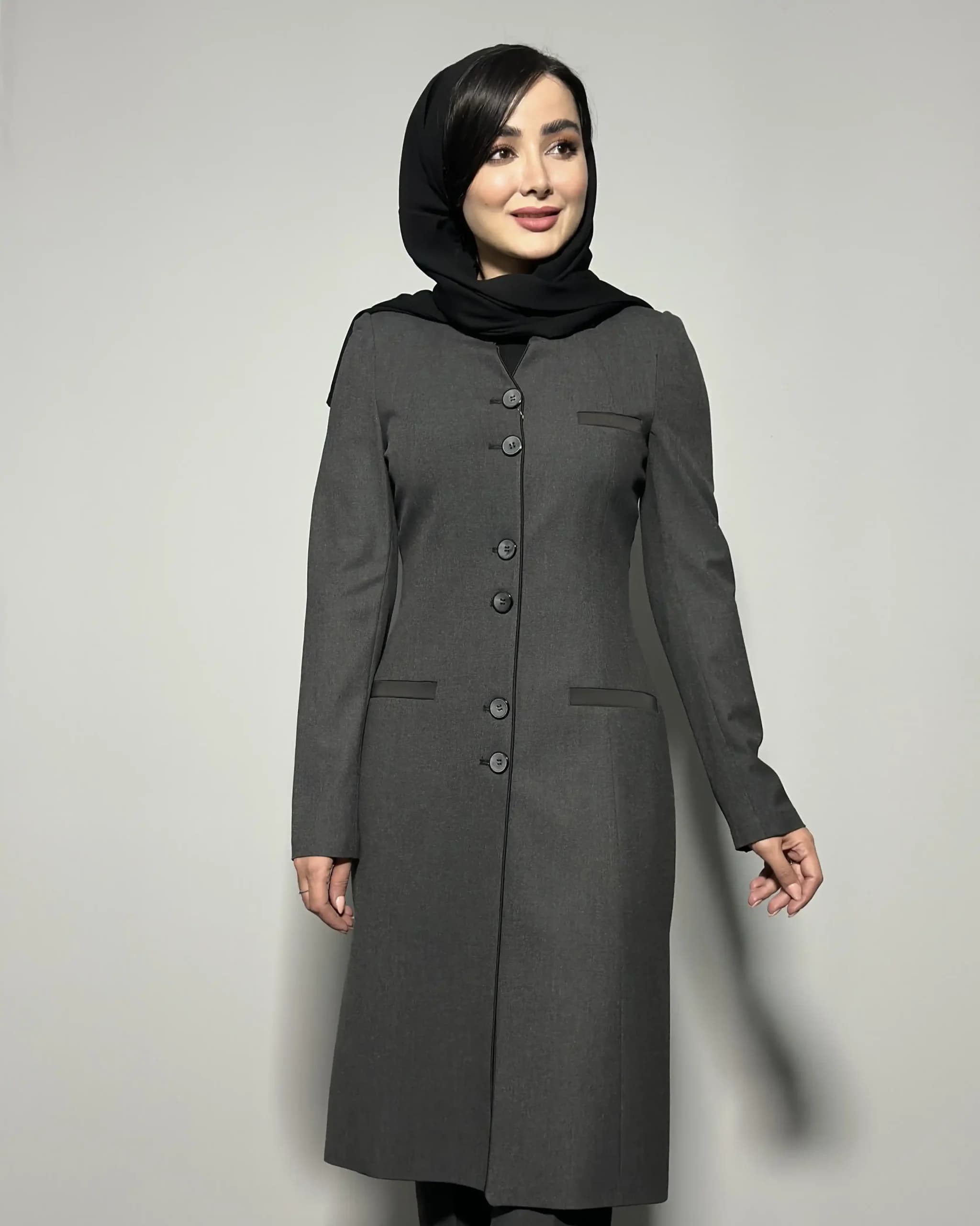 مانتو تک یقه ایستاده جیب فیلتو