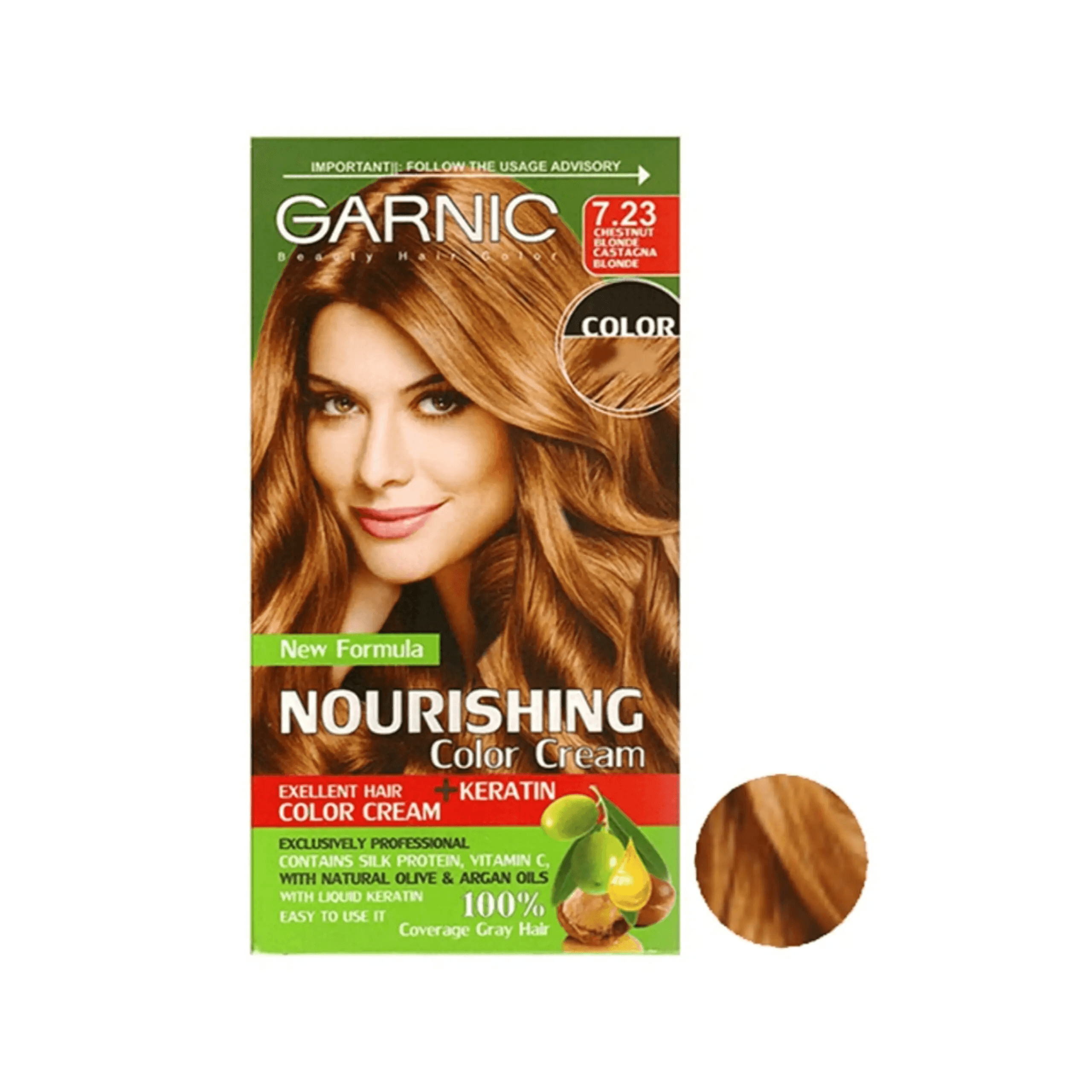 کیت رنگ مو زنانه گارنیک شماره 7.23 بلوند فندقی GARNIC