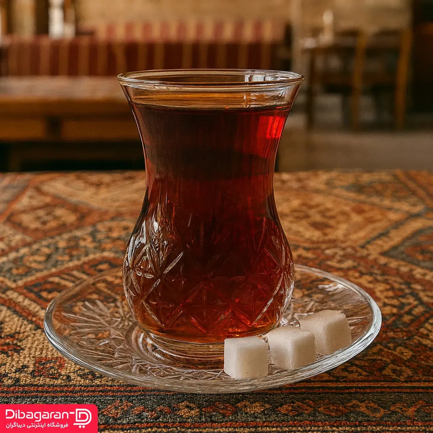 استکان و نعلبکی کمر باریک پاشاباغچه مدل تایملس 6 عددی کد 96992 — تصویر ۲