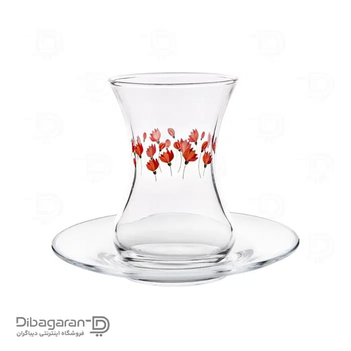 استکان نعلبکی کمر باریک پاشاباغچه مدل ملینا 3 عددی کد 96598