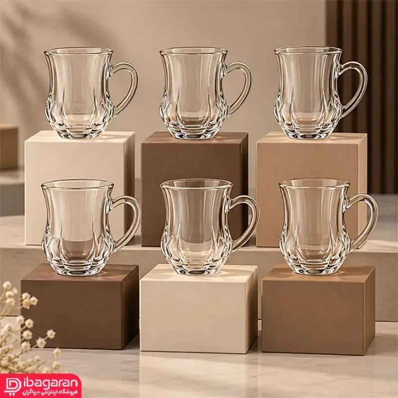 استکان کمر باریک 6 عددی پاشاباغچه مدل دیم 55373