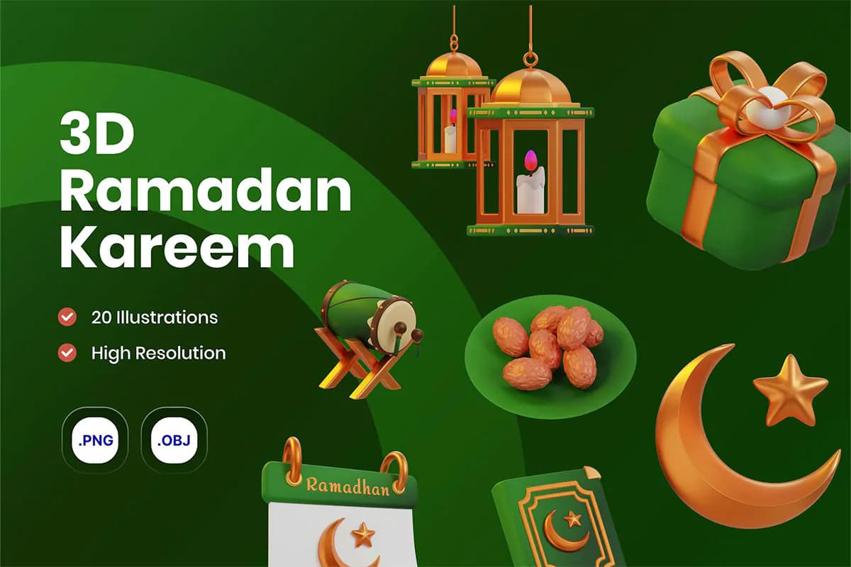10 آیکون ماه رمضان 3D