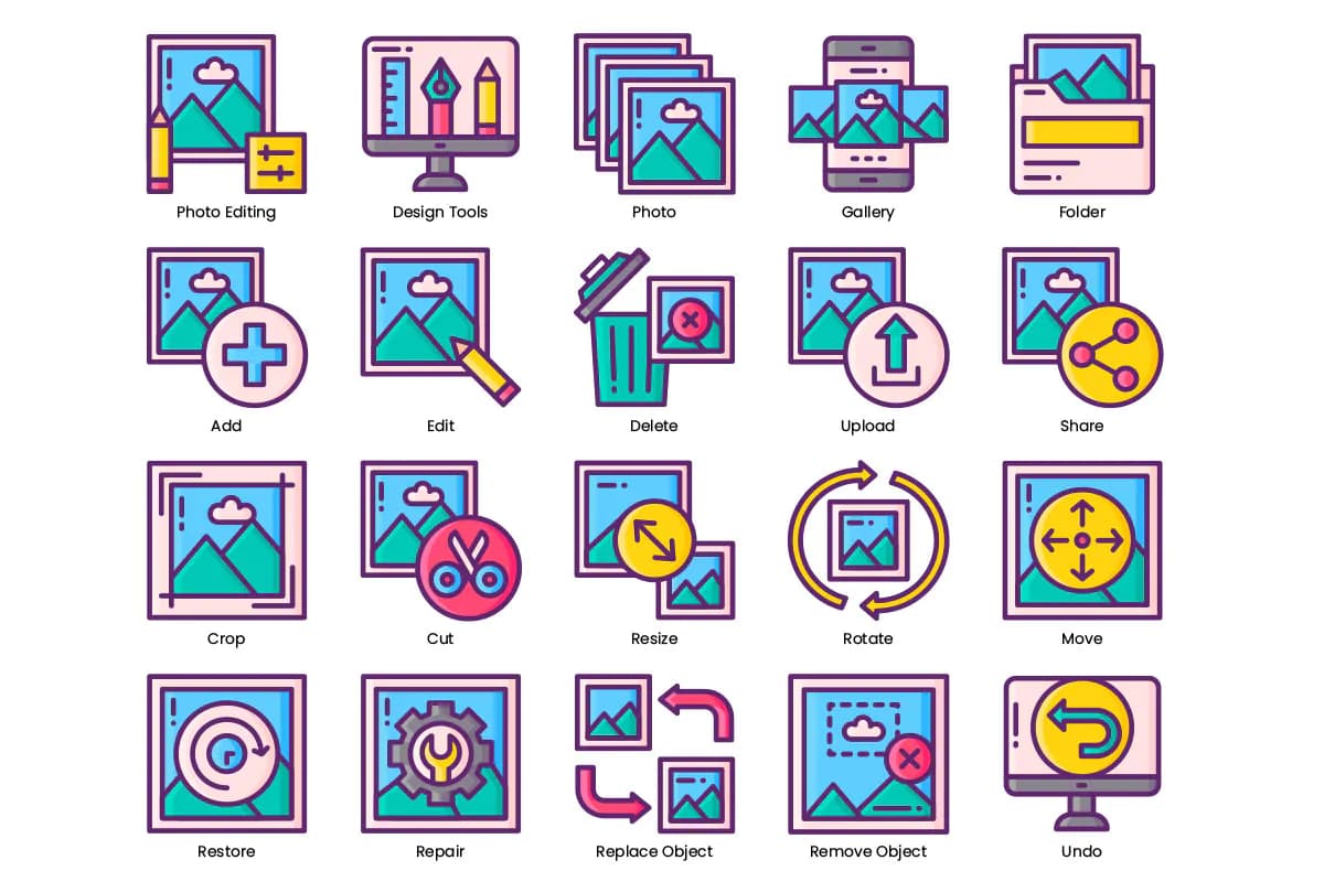 90 آیکون ویرایش و ادیت عکس — تصویر ۲