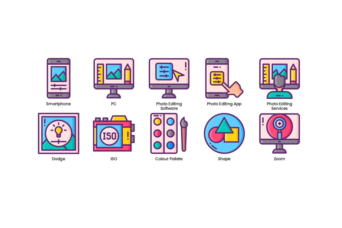 90 آیکون ویرایش و ادیت عکس — تصویر ۶