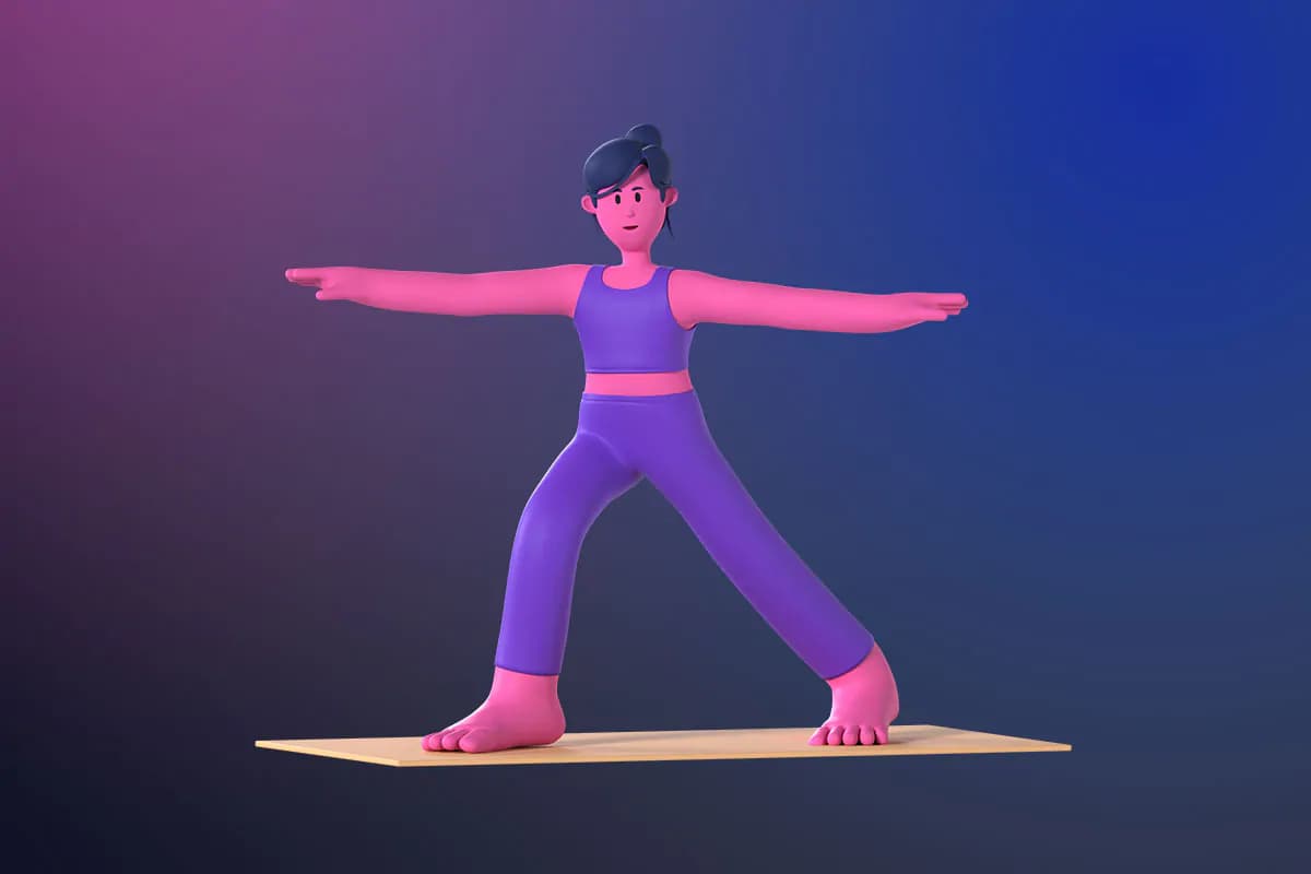 31 کاراکتر زن در حال یوگا 3D — تصویر ۴