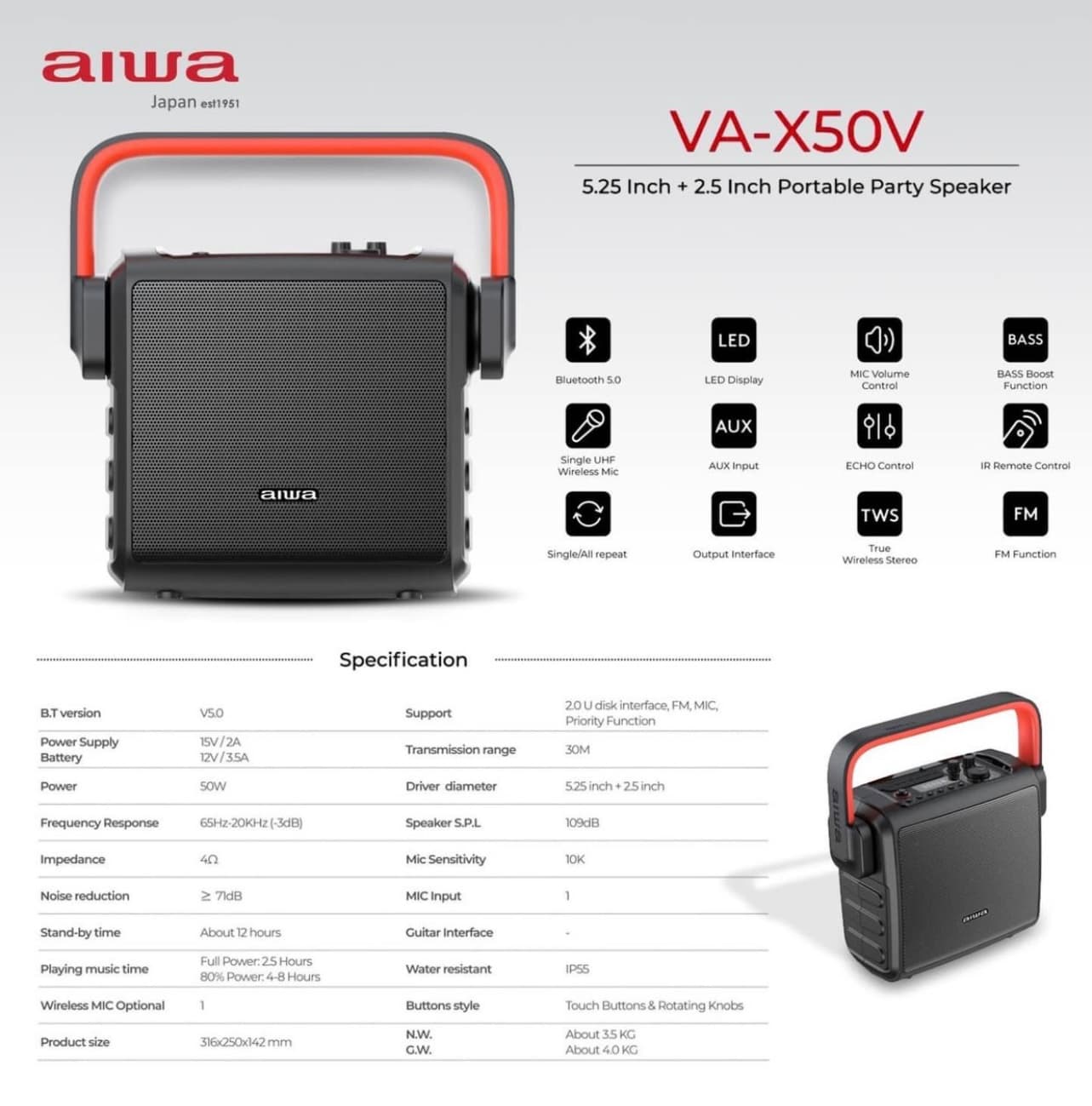 اسپیکر آیوا مدل VA-X50V — تصویر ۲