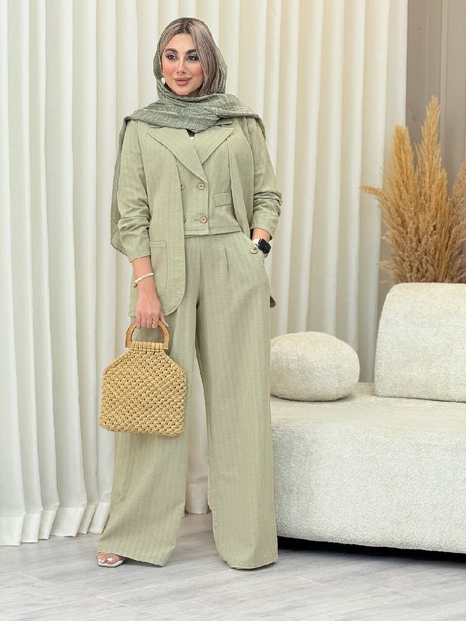 مانتو شلوار و جلیقه زنانه مدل نوژین — تصویر ۵