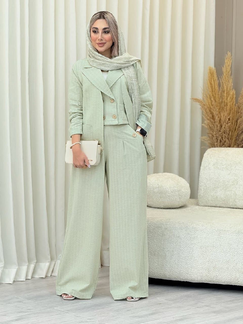 مانتو شلوار و جلیقه زنانه مدل نوژین